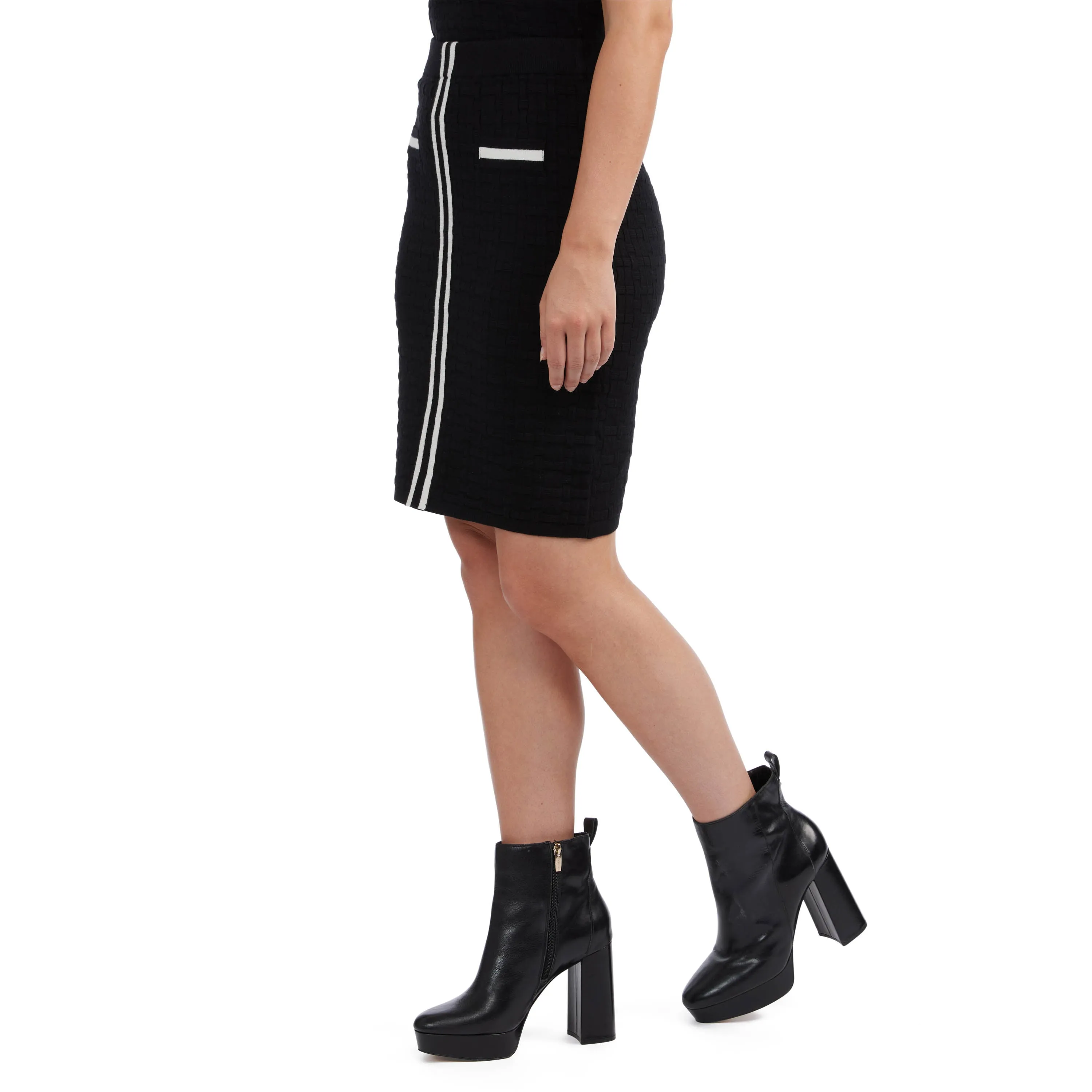 Ellen Tracy Women's Textured Skirt with Contrast Rib Trim