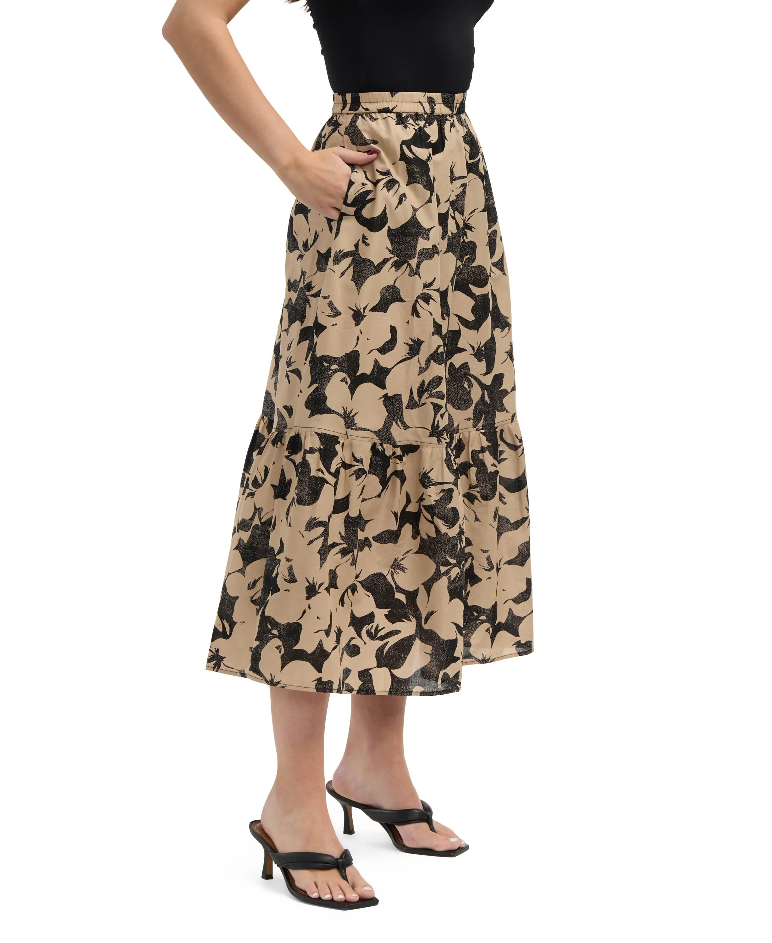 Ellen Tracy Women’s Tiered Flowy Midi Skirt