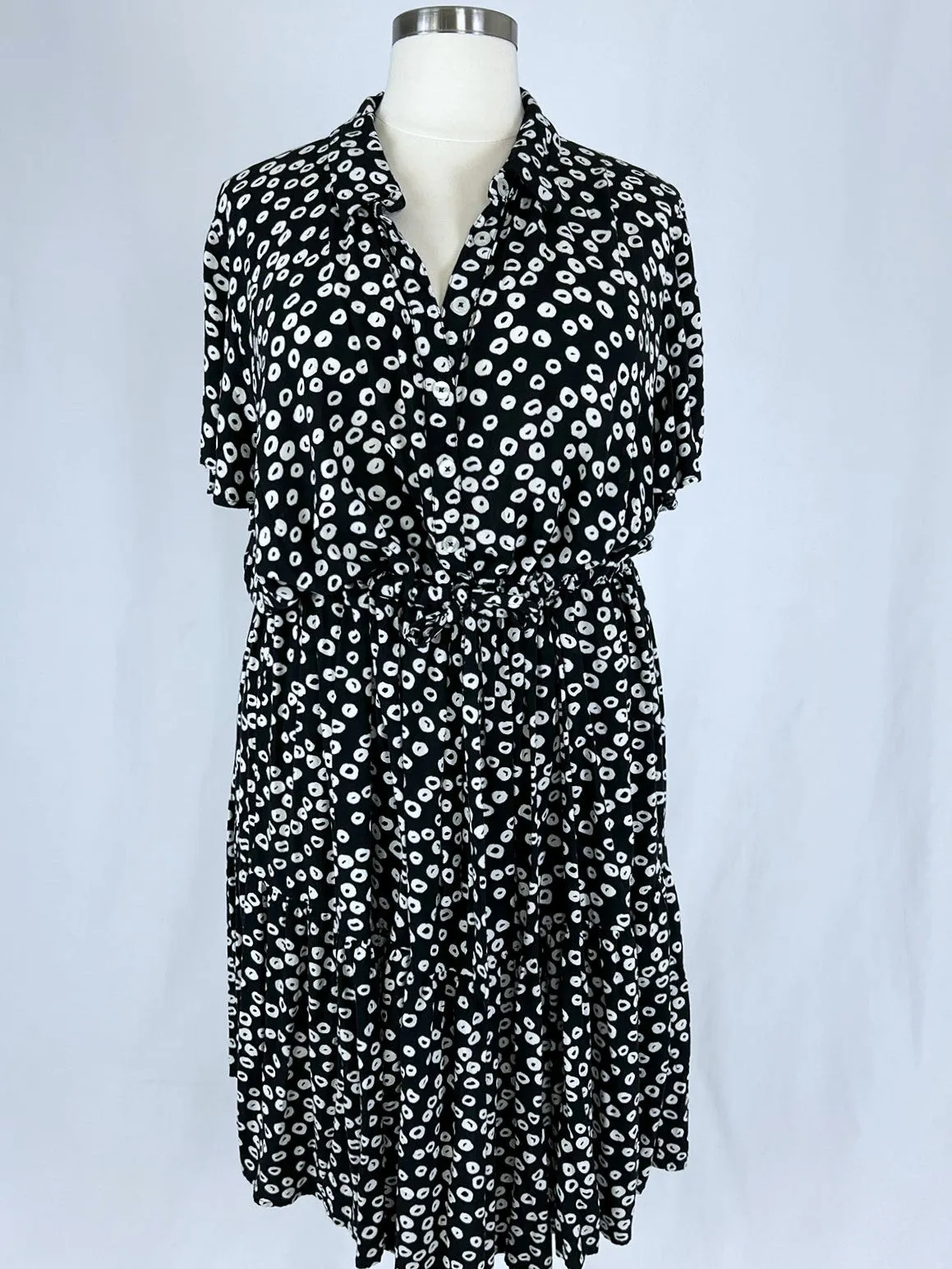 eloquii Size 28 Black & White Circles Dress