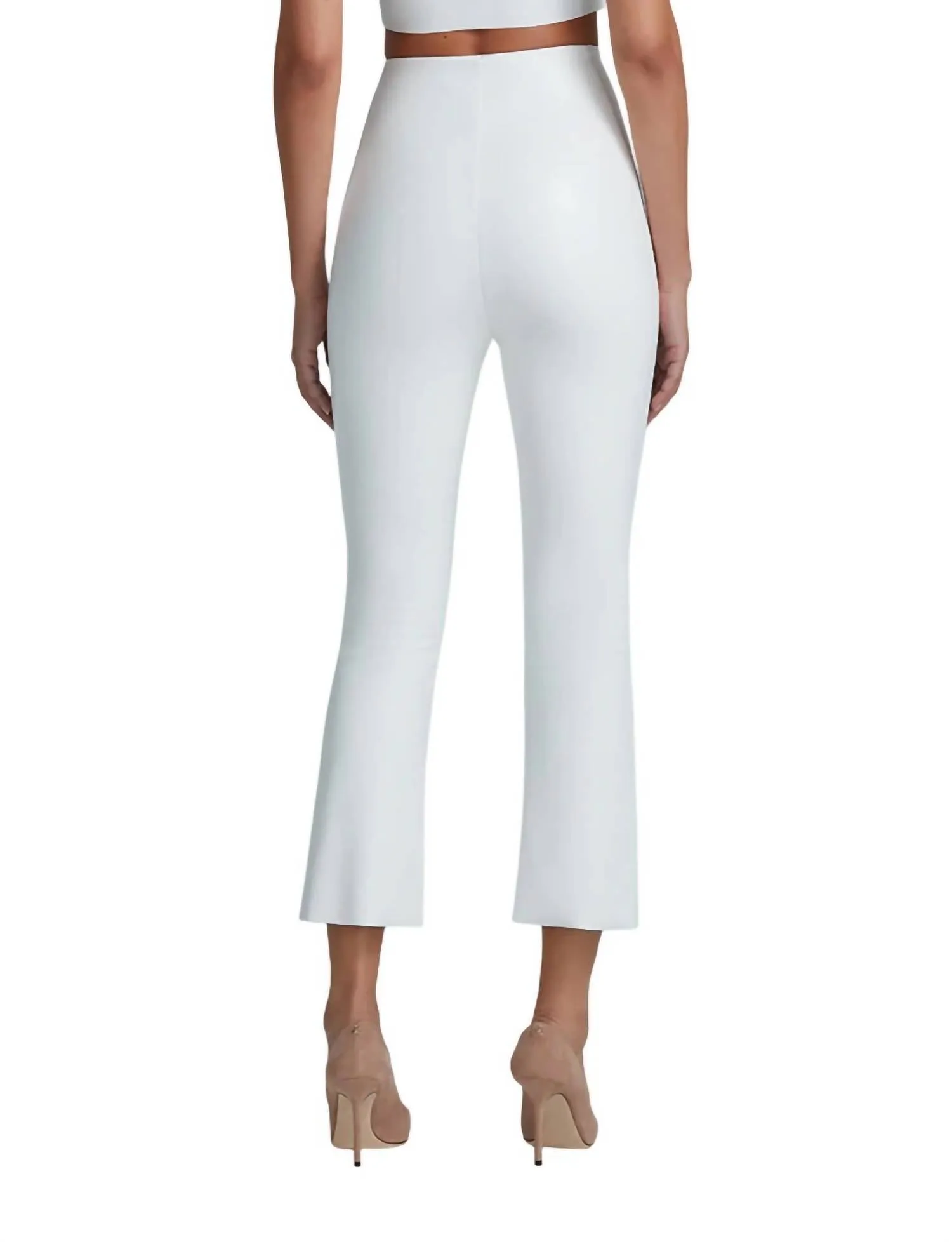 Faux Leather Crop Flare Legging In White