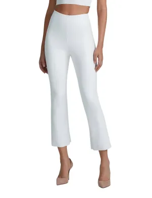 Faux Leather Crop Flare Legging In White