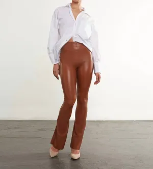 Faux Leather Flared Legging In Cocoa