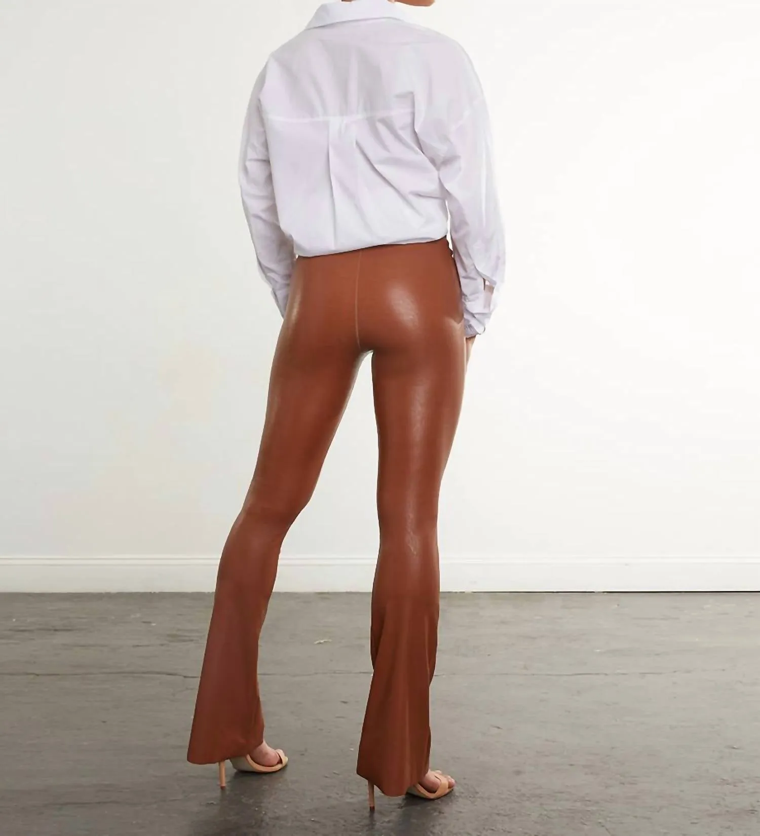 Faux Leather Flared Legging In Cocoa
