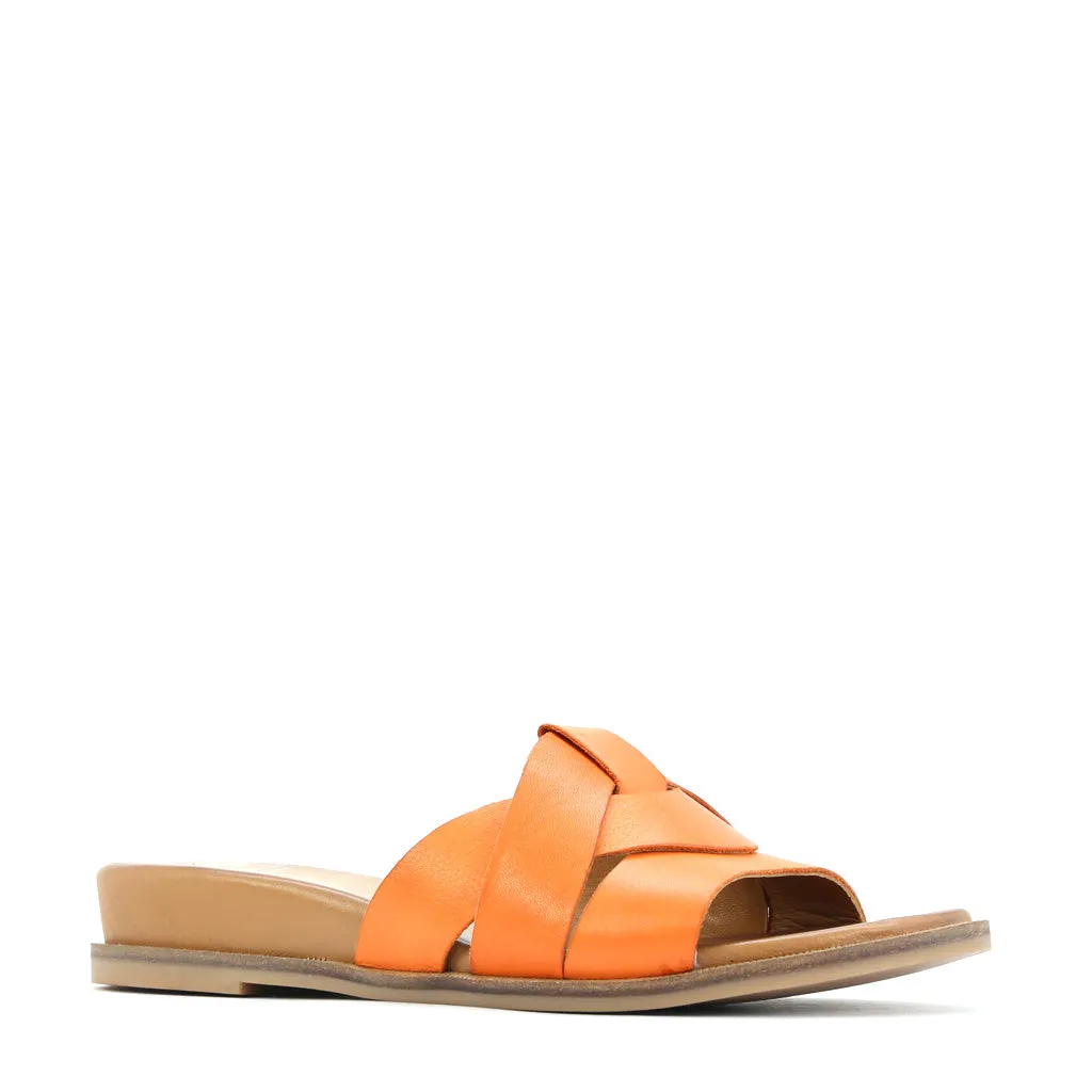 FLAME LEATHER SLIDE SANDALS