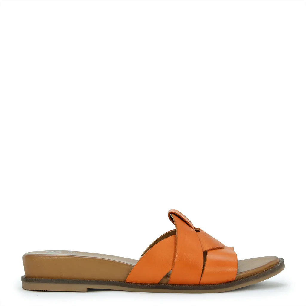 FLAME LEATHER SLIDE SANDALS