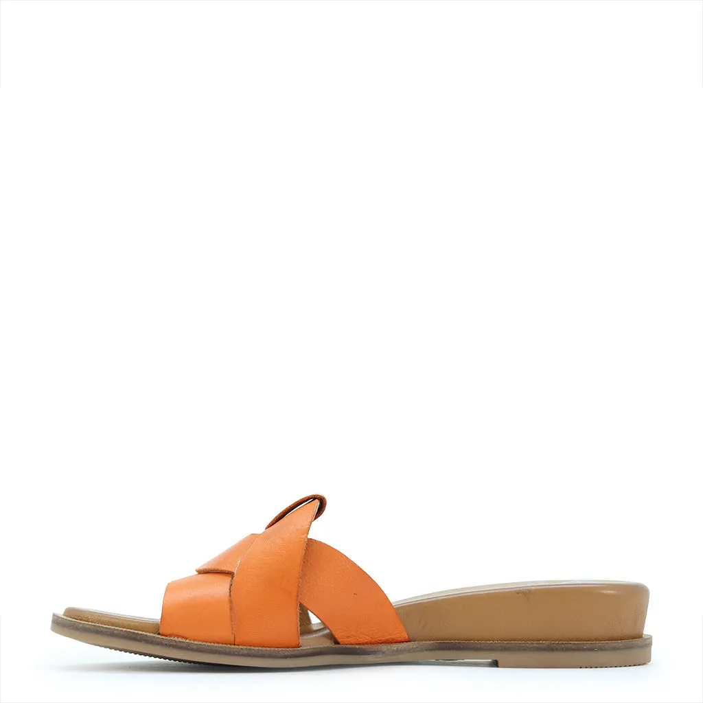 FLAME LEATHER SLIDE SANDALS