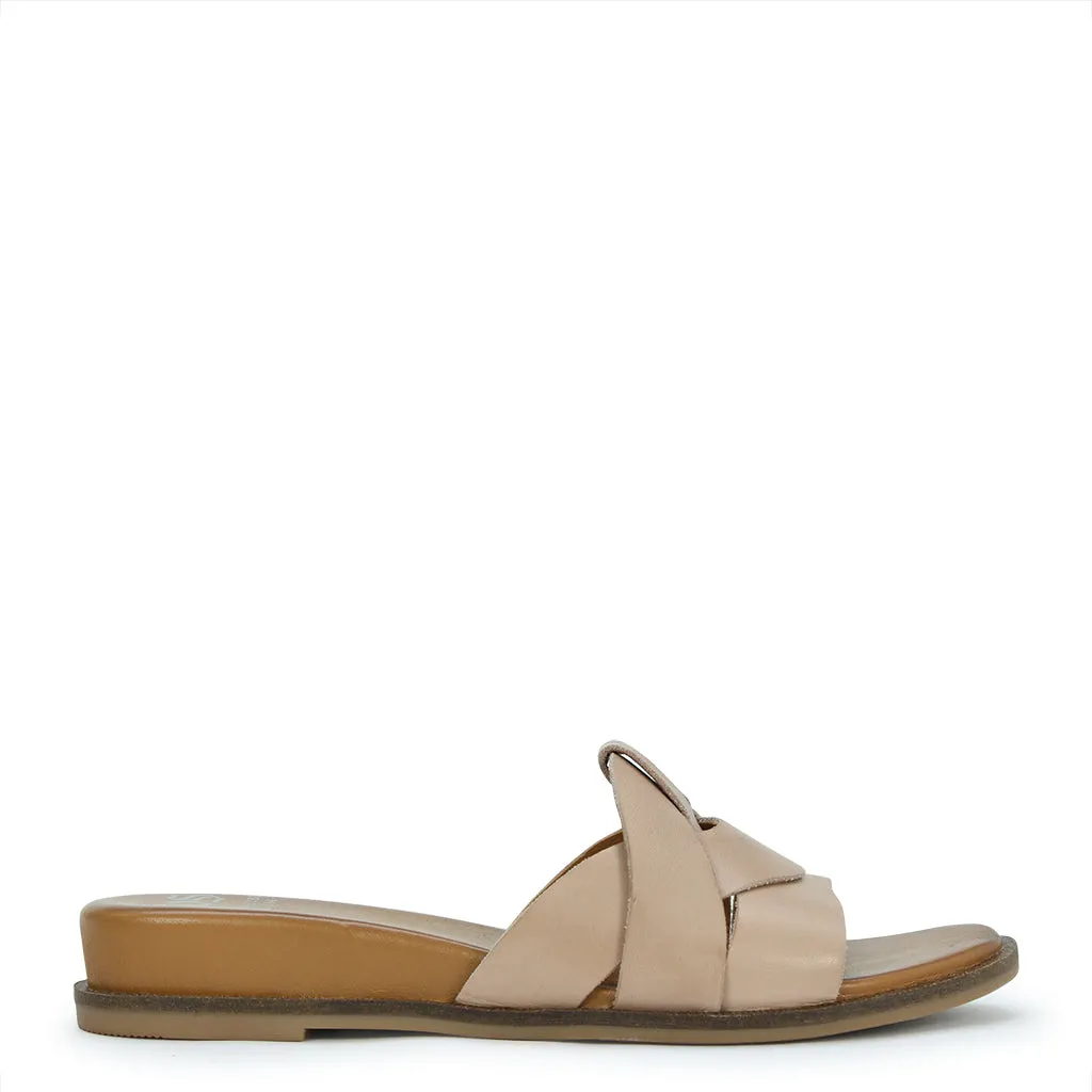 FLAME LEATHER SLIDE SANDALS