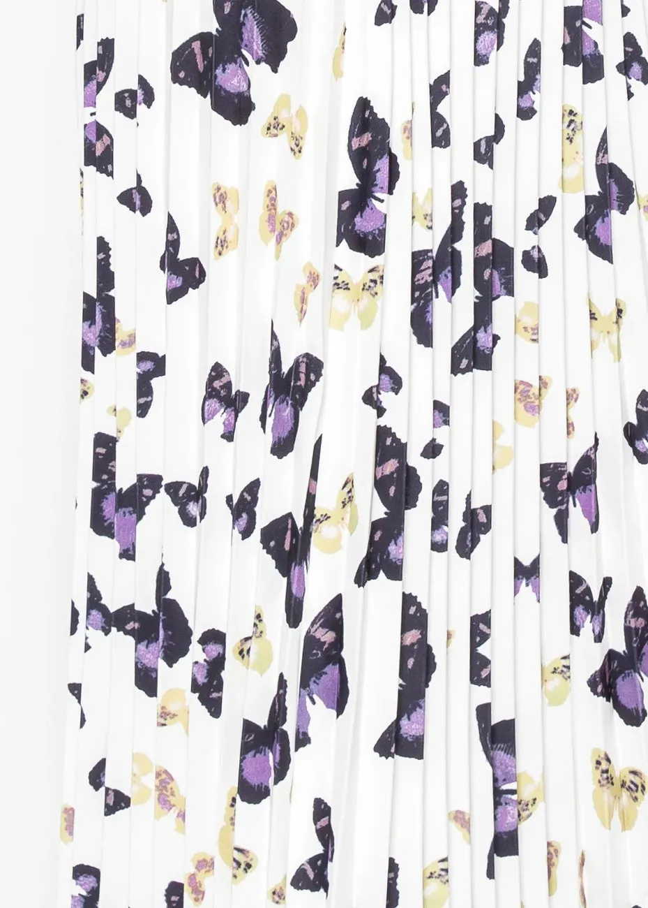 Fluttering Butterfly Print Midi Skirt