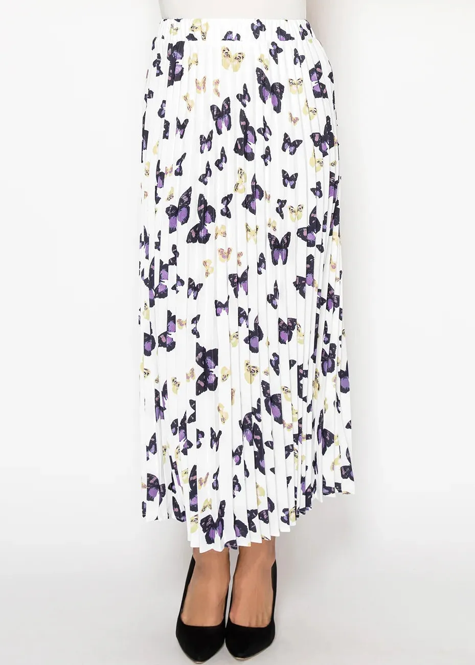 Fluttering Butterfly Print Midi Skirt