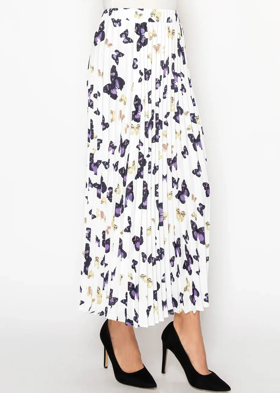 Fluttering Butterfly Print Midi Skirt