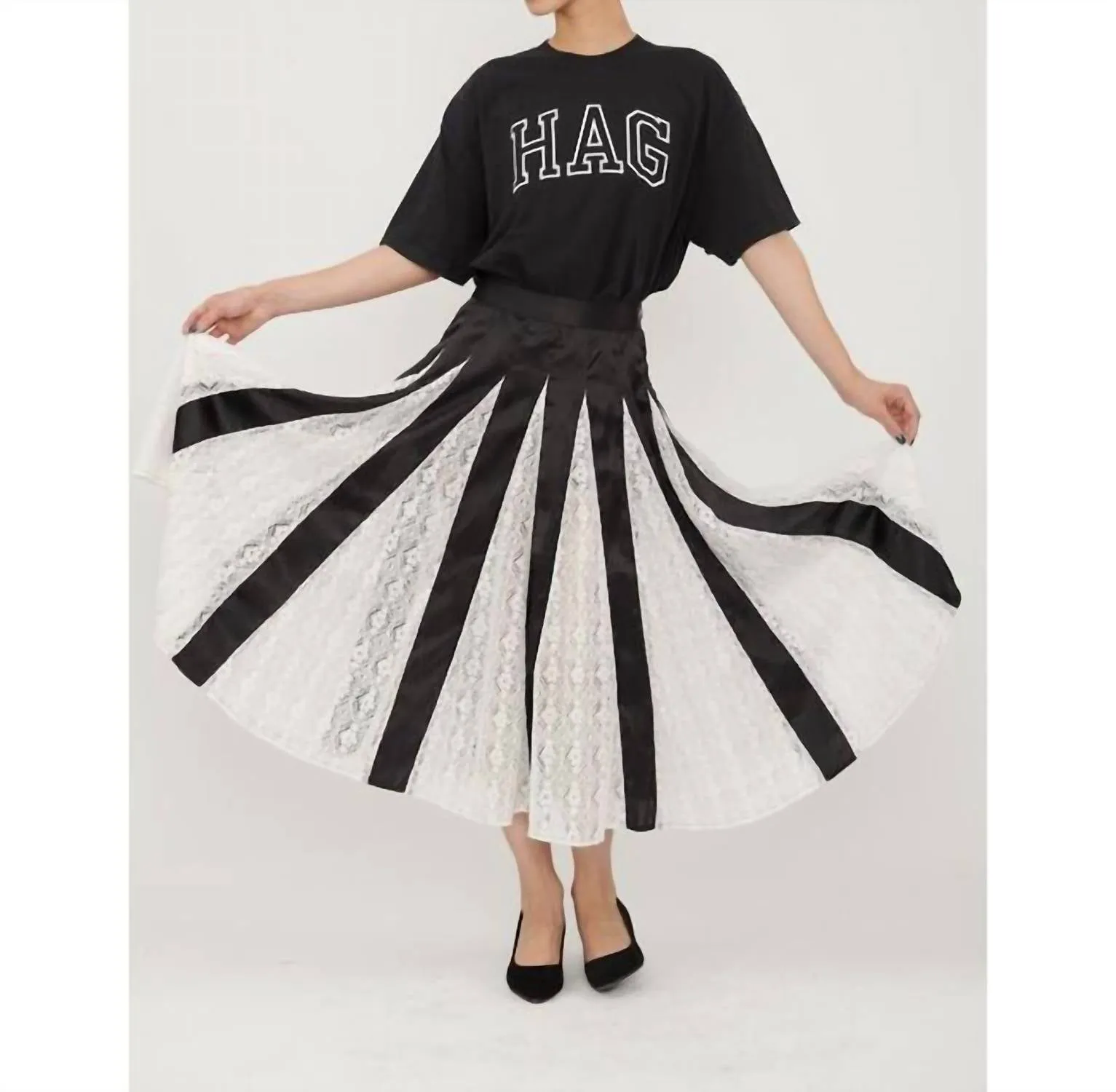 Freya Skirt In Black W/ Lace