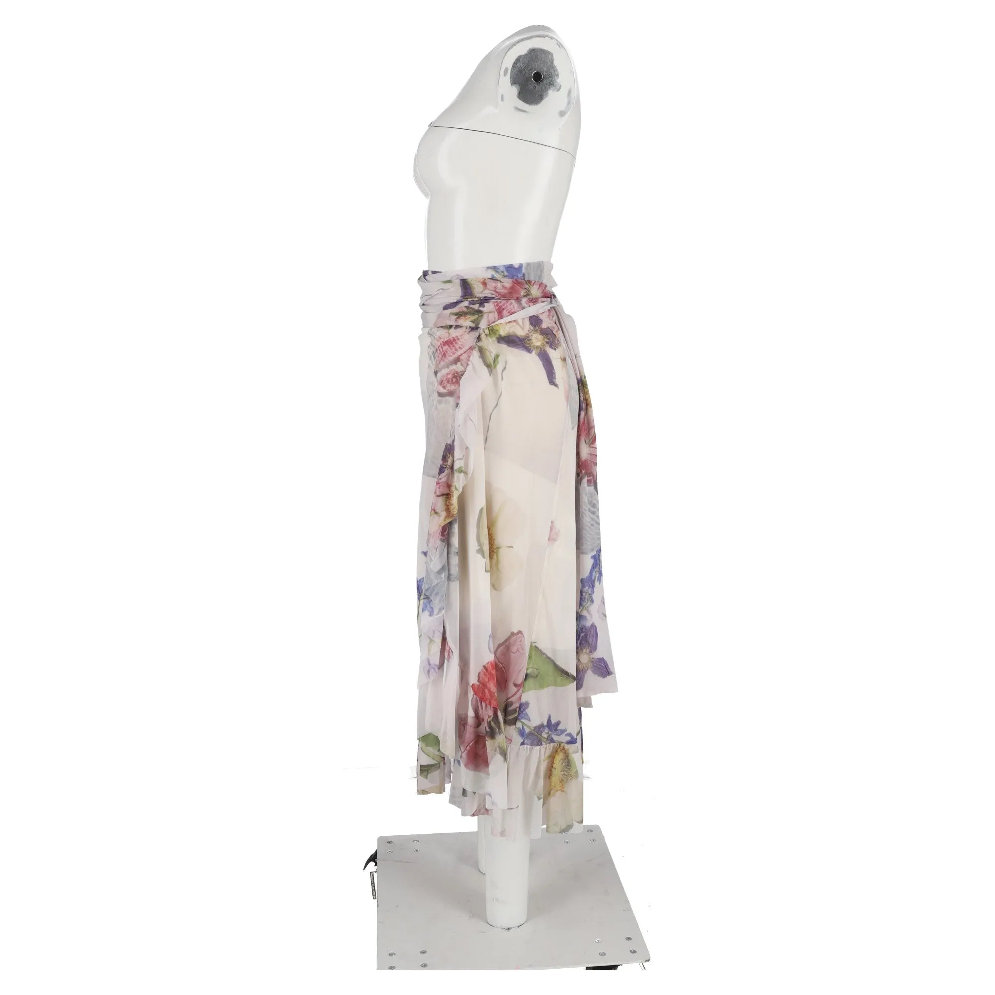 Ganni Floral Printed Midi Wrap Skirt in Multicolor Polyamide