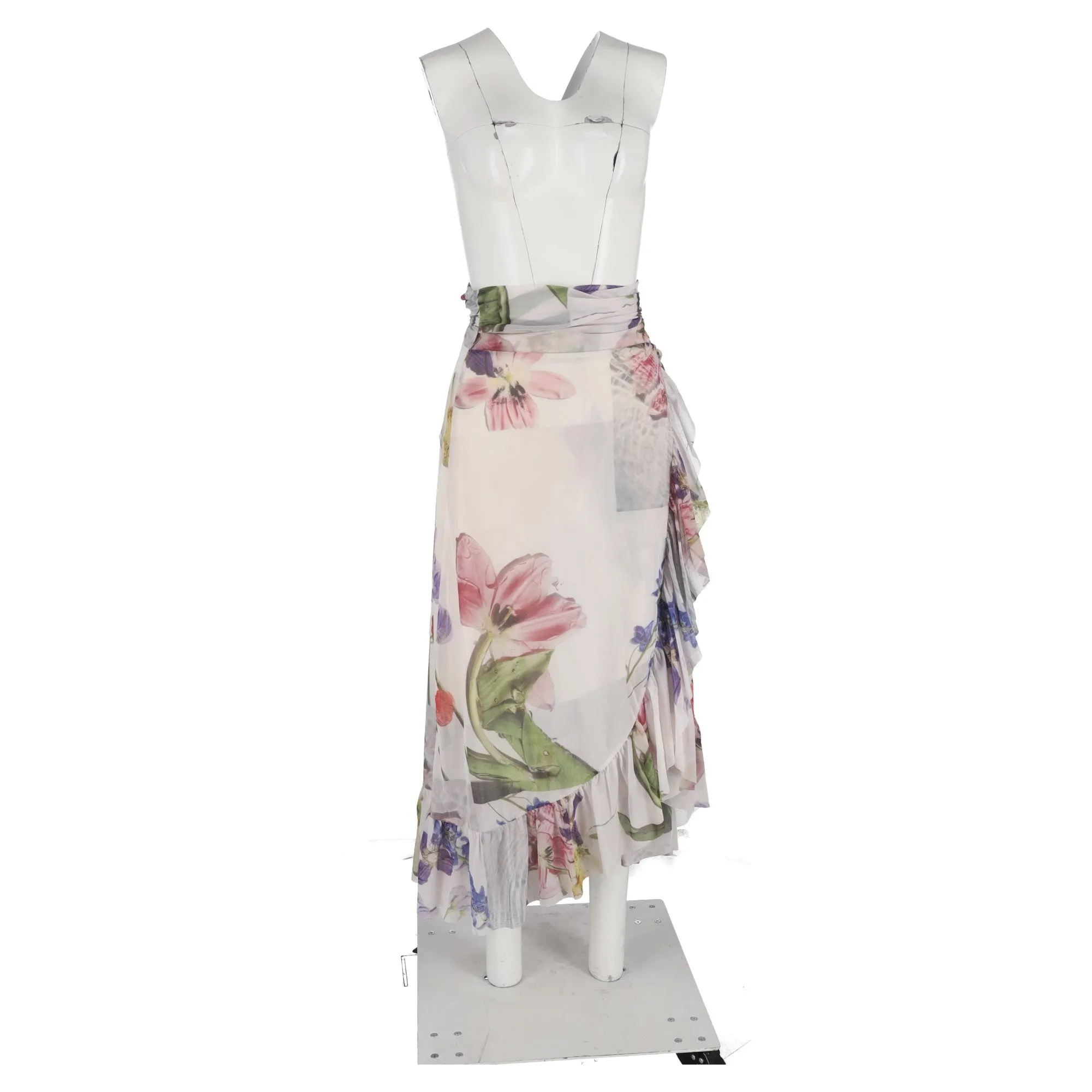 Ganni Floral Printed Midi Wrap Skirt in Multicolor Polyamide