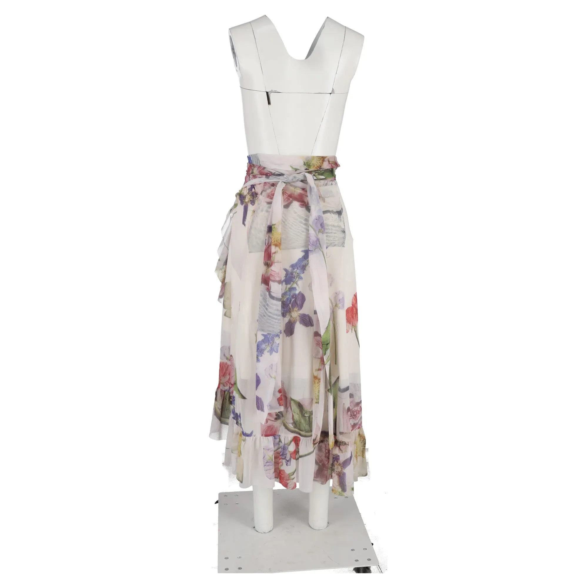 Ganni Floral Printed Midi Wrap Skirt in Multicolor Polyamide