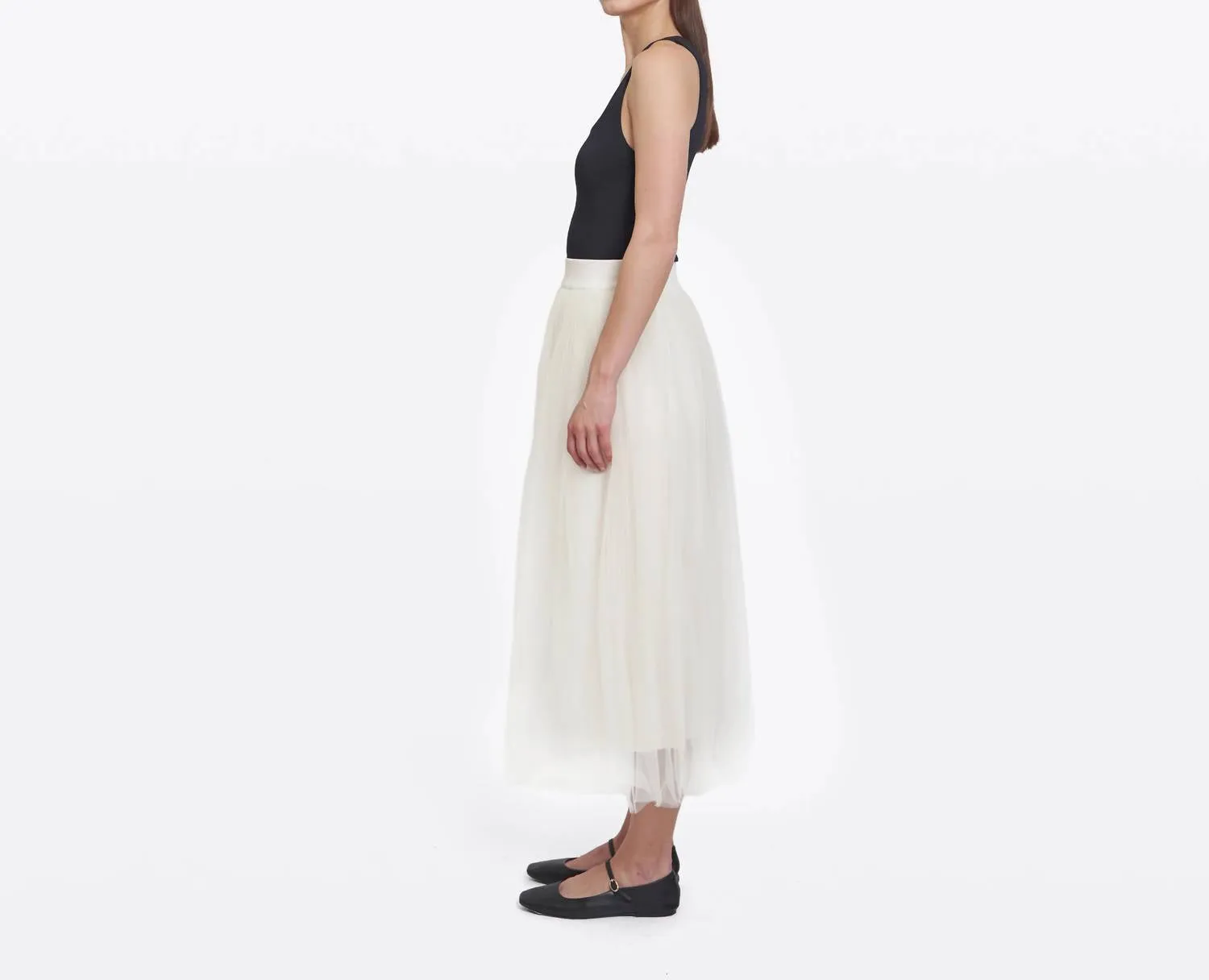 Gathered Tulle Skirt In Sand