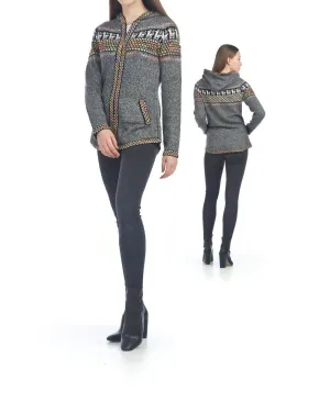 Georgia Fair Isle Hooded Jacket In Gray
