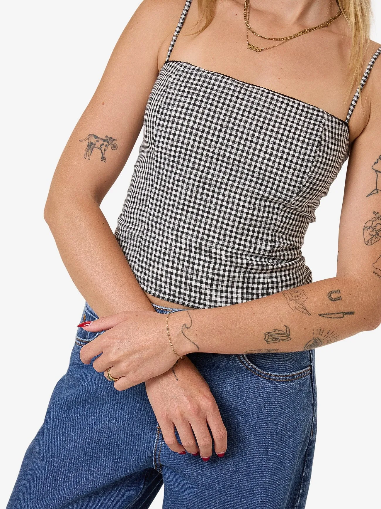 Gia Gingham Top - Black