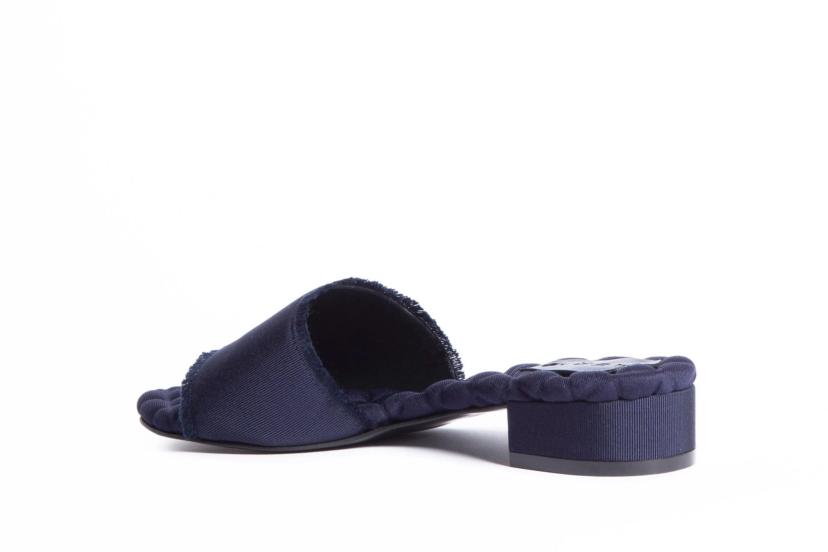 Giorgia Vegan Cotton Slide Sandals | Navy Grosgrain