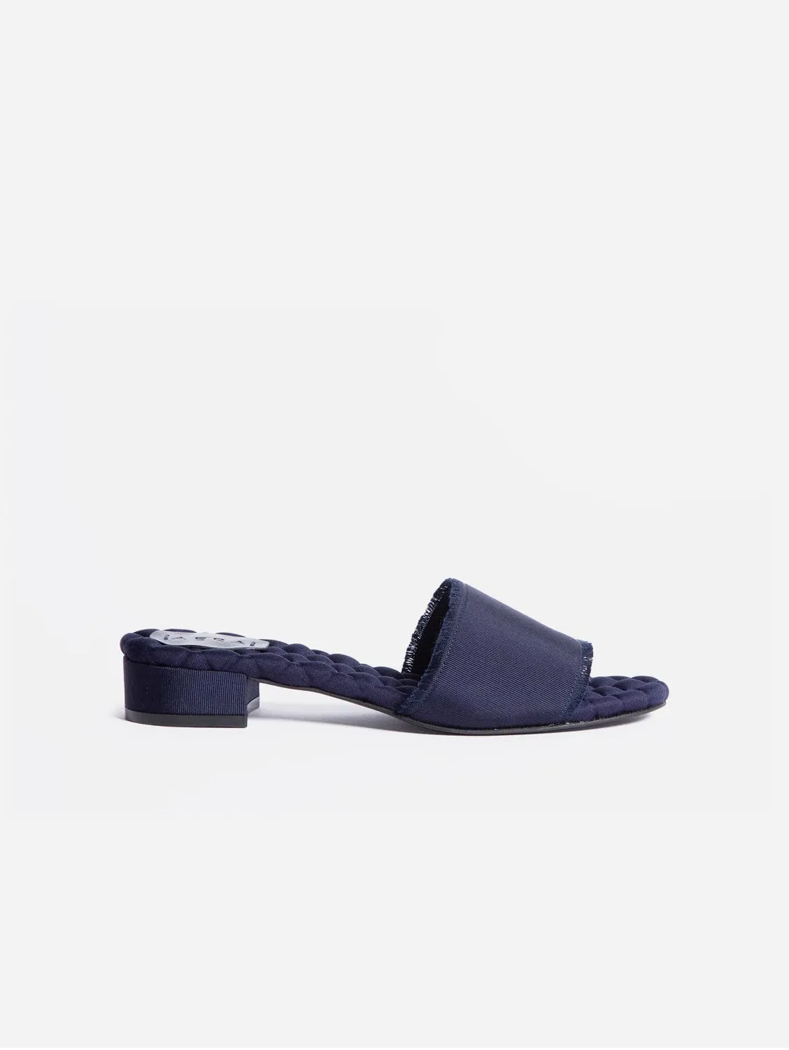 Giorgia Vegan Cotton Slide Sandals | Navy Grosgrain