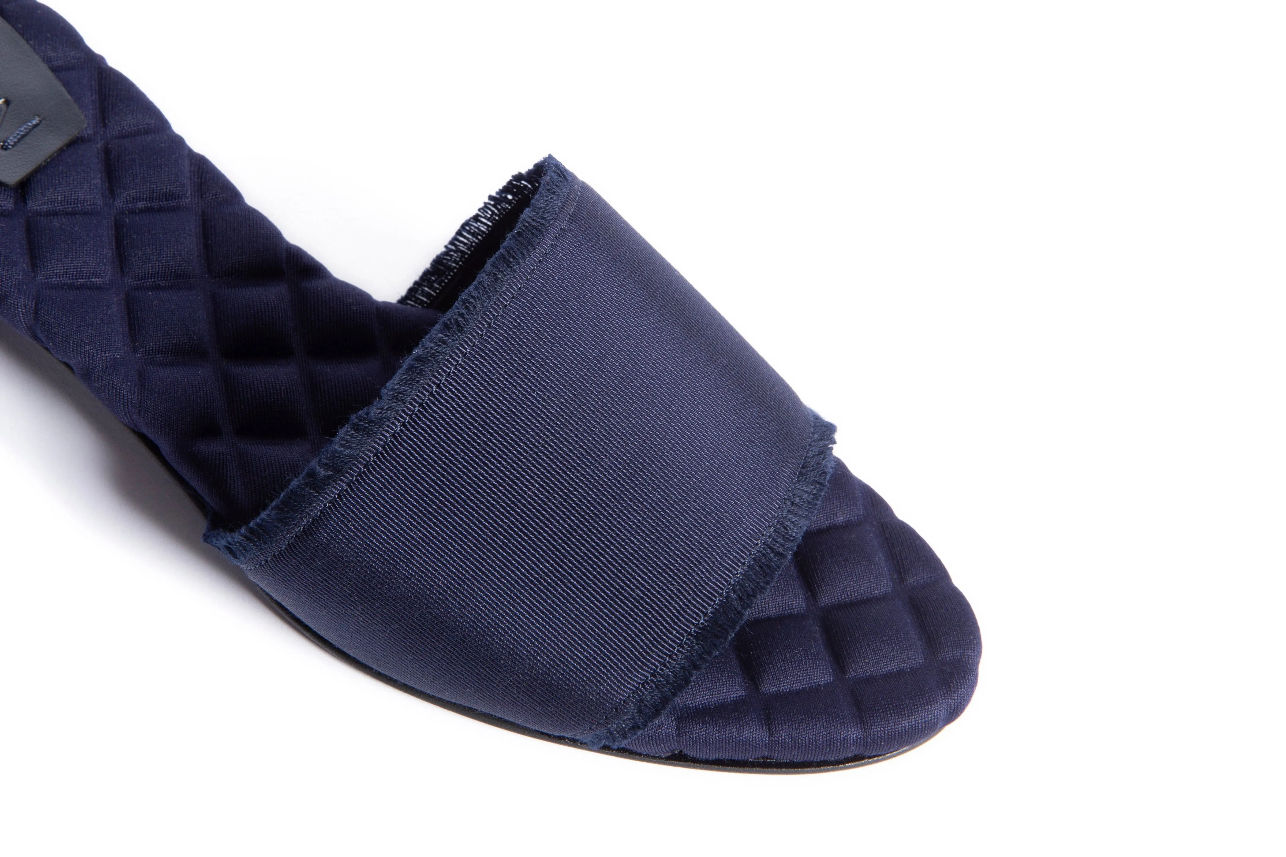 Giorgia Vegan Cotton Slide Sandals | Navy Grosgrain
