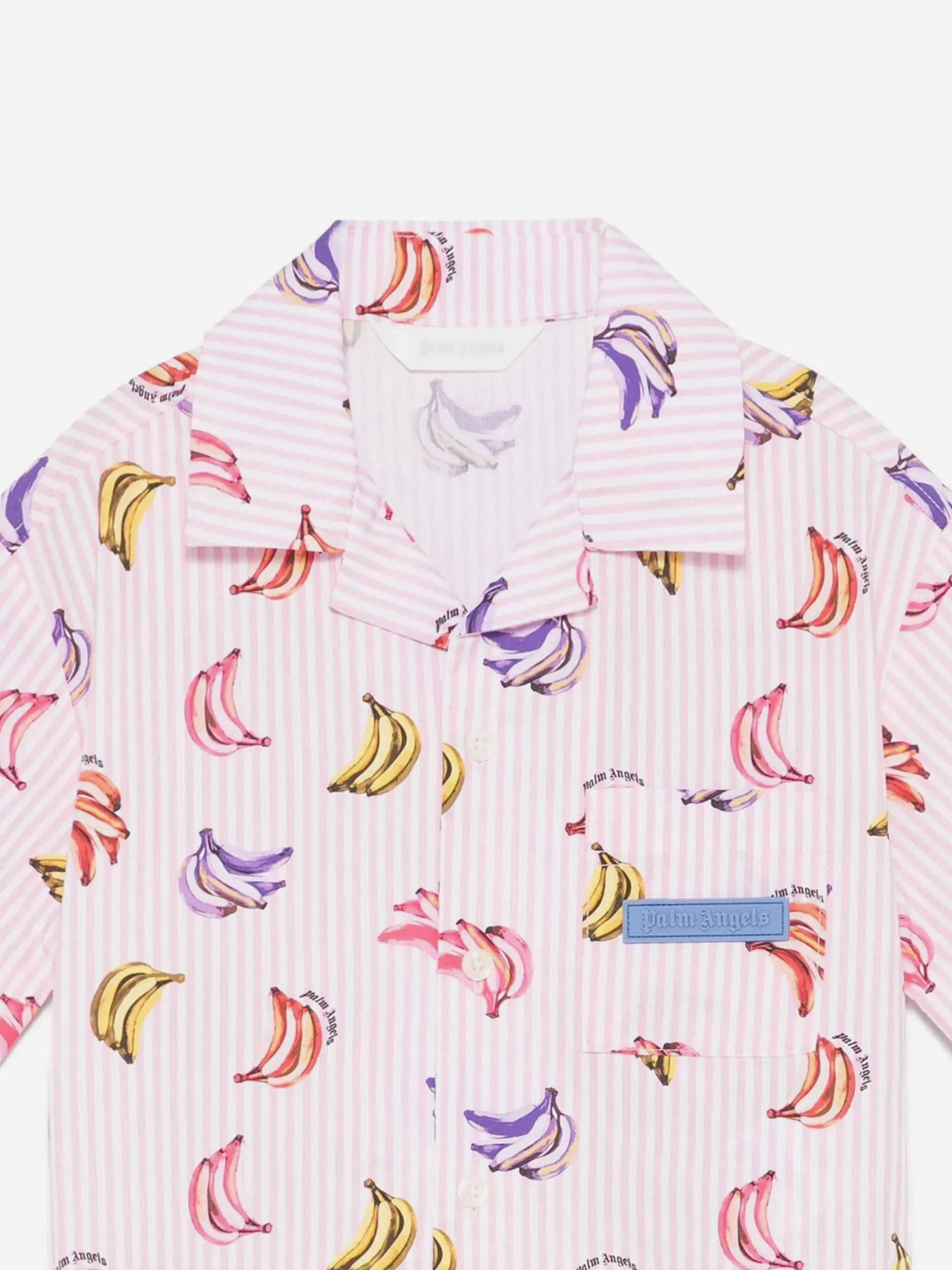 Girls AOP Bananas Cropped Shirt in Pink