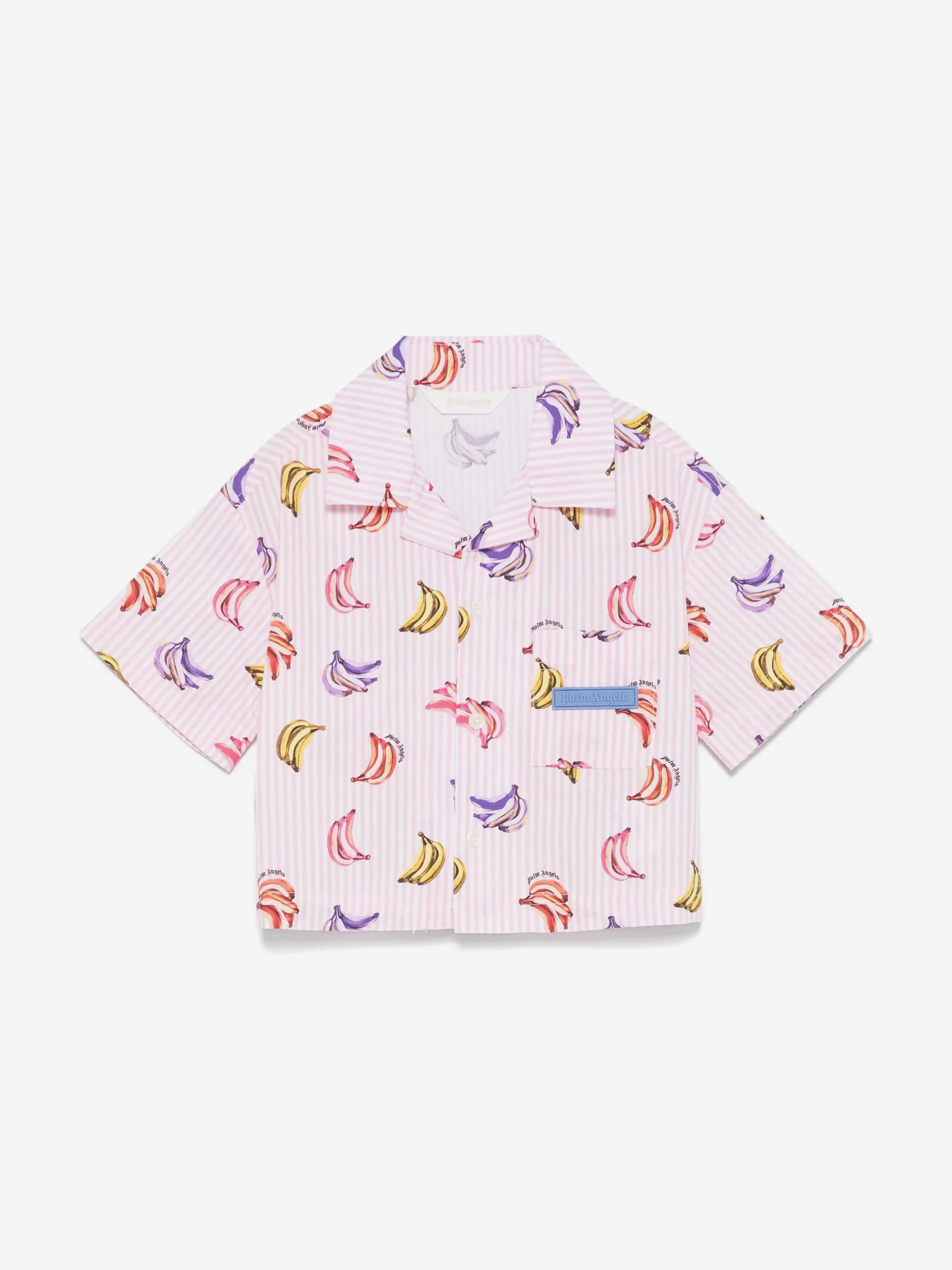 Girls AOP Bananas Cropped Shirt in Pink