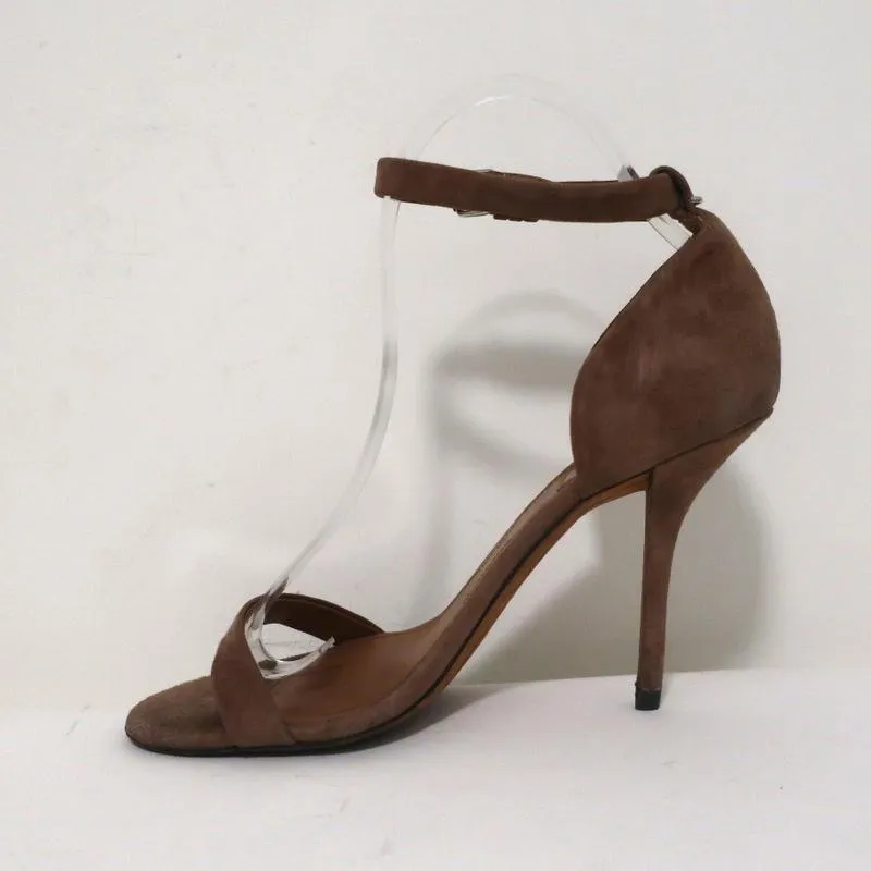 Givenchy Ankle Strap Sandals Brown Suede Size 37.5 Open Toe Heels