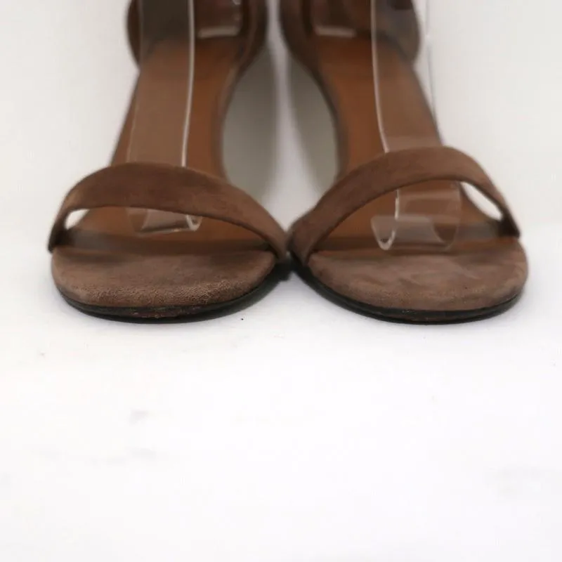 Givenchy Ankle Strap Sandals Brown Suede Size 37.5 Open Toe Heels