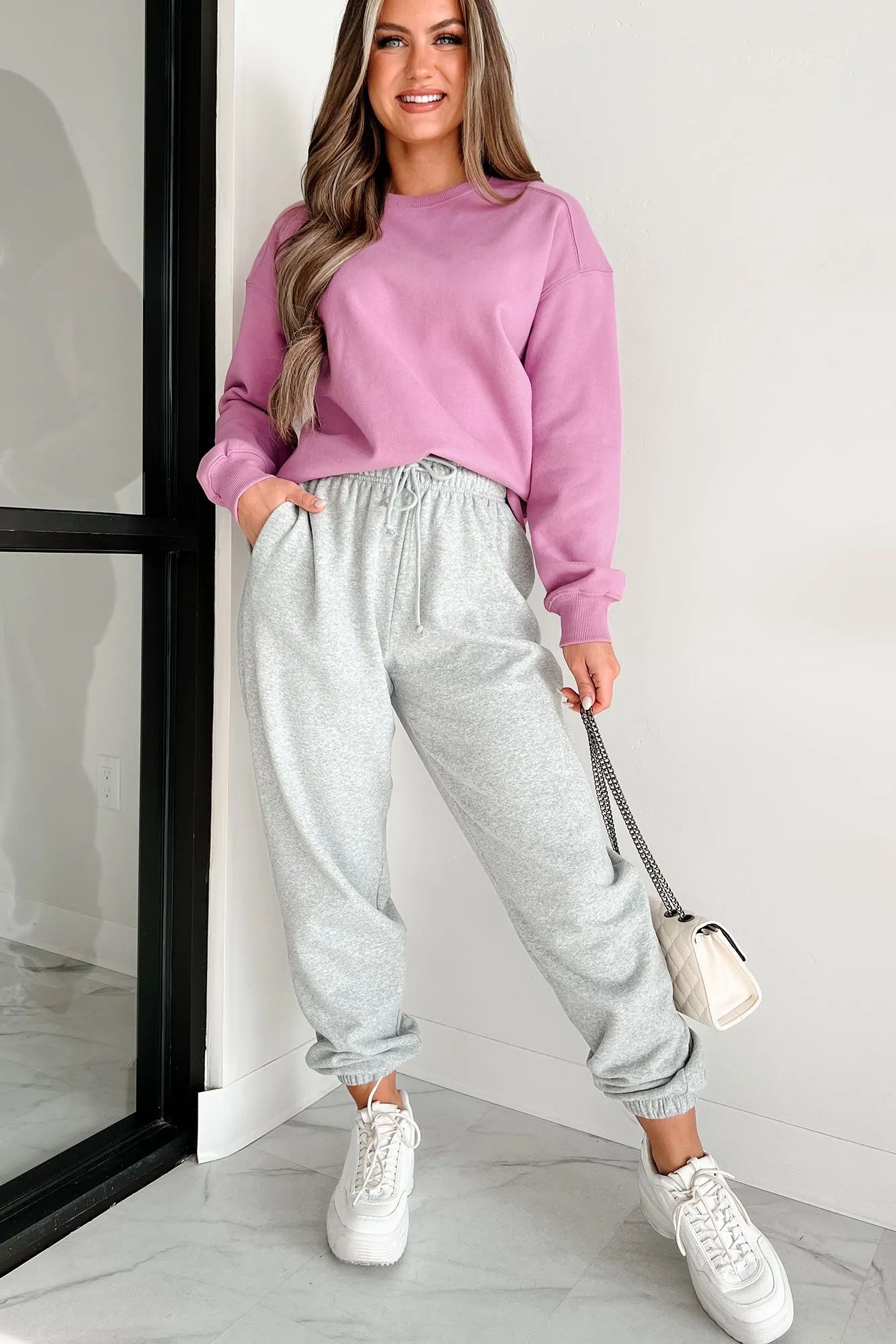 Going For A Stroll Crewneck Sweatshirt (Purple)