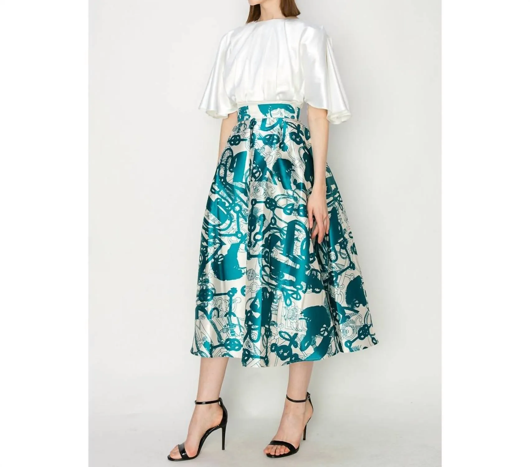 Grace Skirt In Teal & White