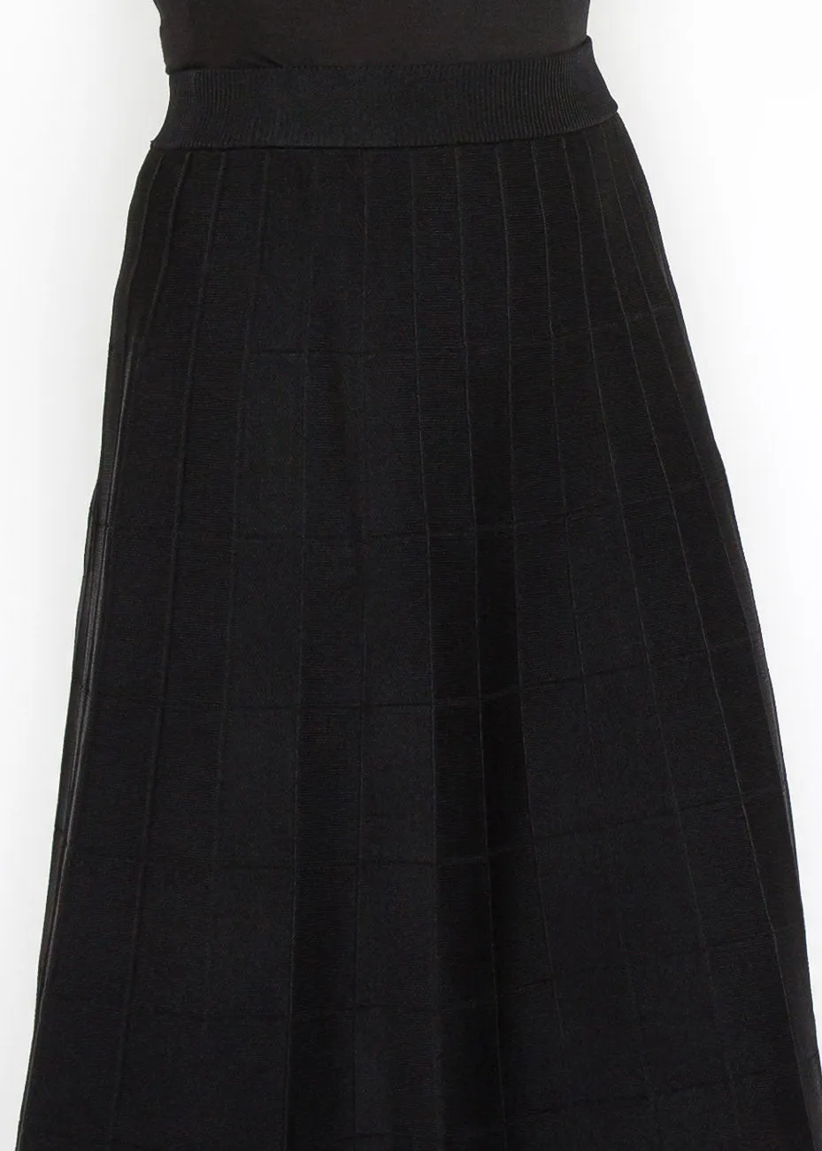 Grid-Knit A-Line Skirt