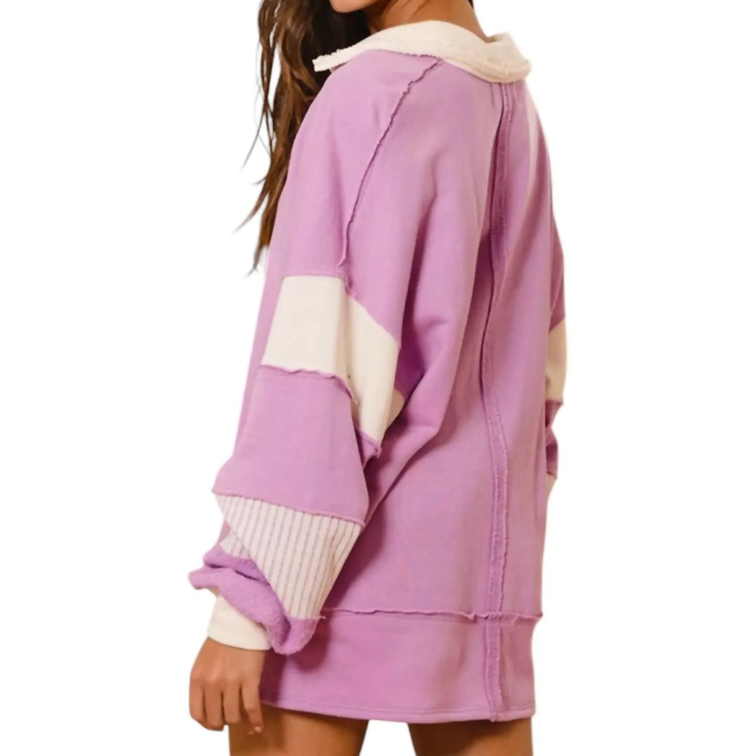 Harvard Weekender Sweatshirt In Lavender And Cream