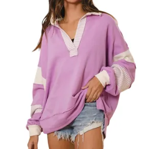 Harvard Weekender Sweatshirt In Lavender And Cream