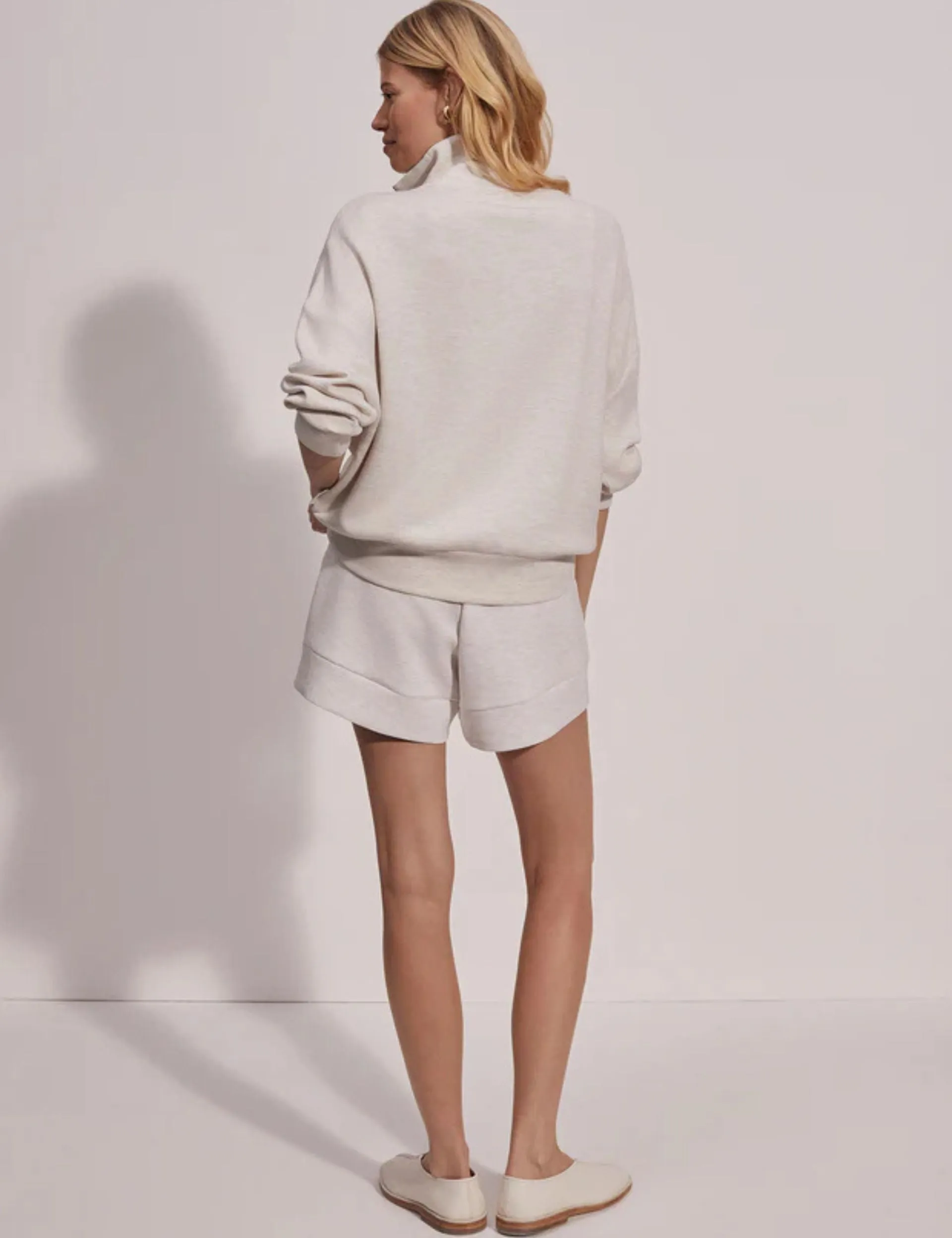 Hawley Half Zip Sweat - Ivory Marl