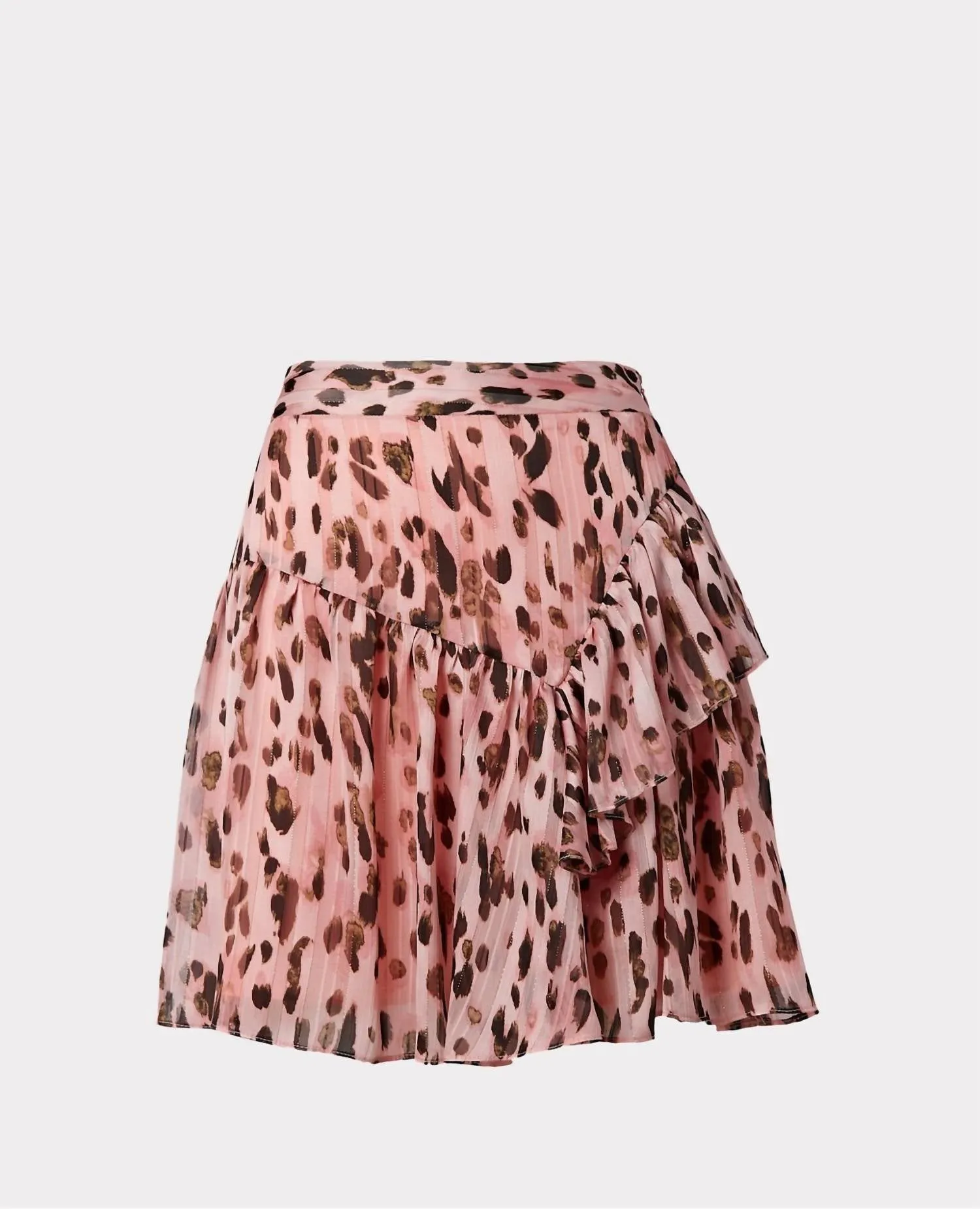 Heidi Metallic Leopard Stripe Burnout Skirt In Pink Multi