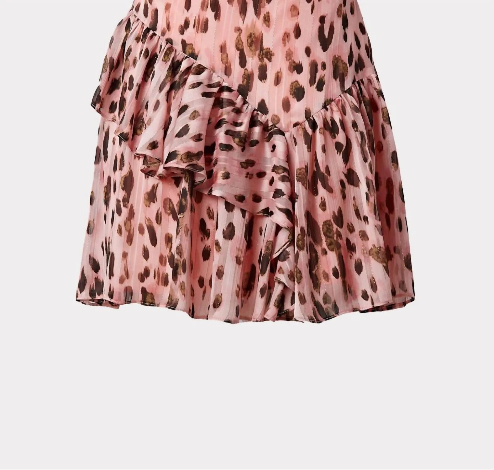 Heidi Metallic Leopard Stripe Burnout Skirt In Pink Multi
