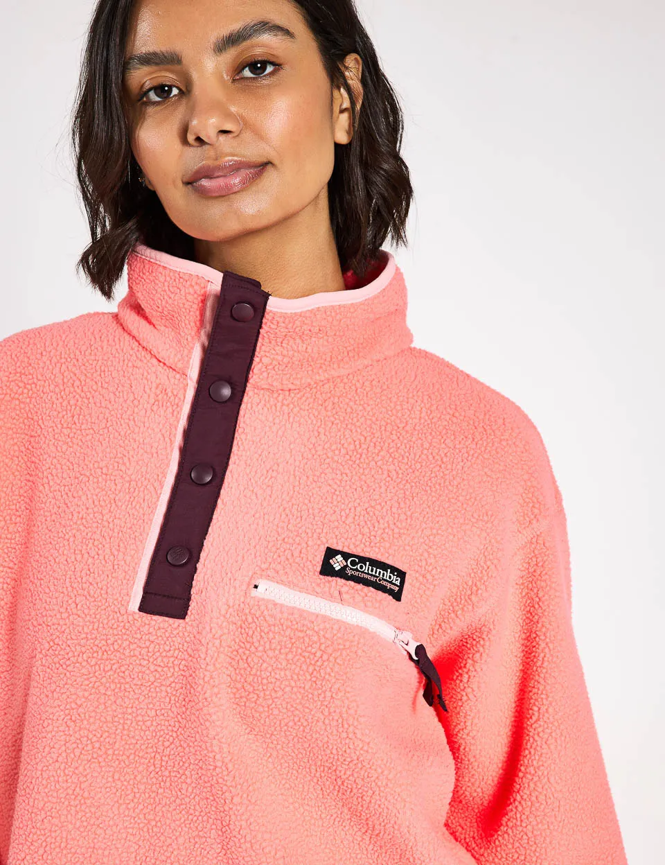 Helvetia II Cropped Sherpa Half Snap Fleece - Alpenglow
