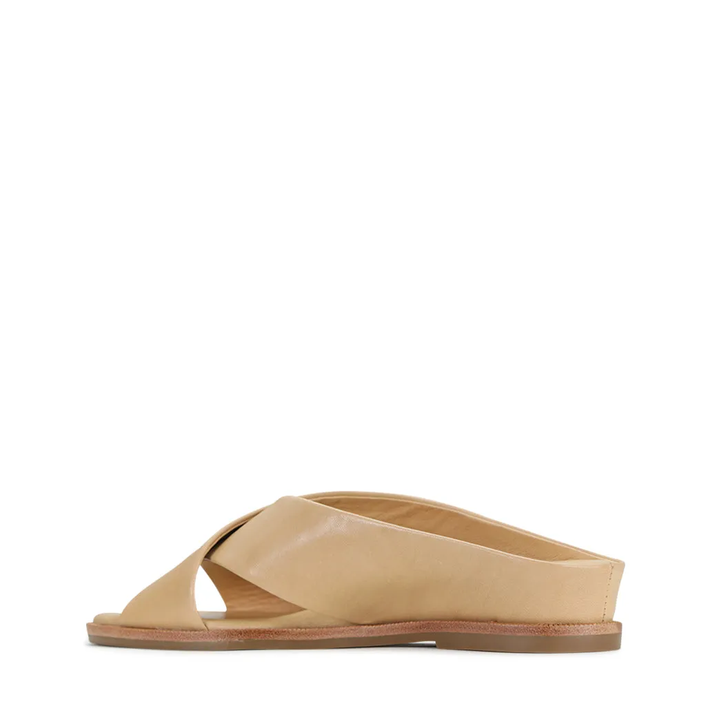 HIGH LEATHER SLIDE SANDALS