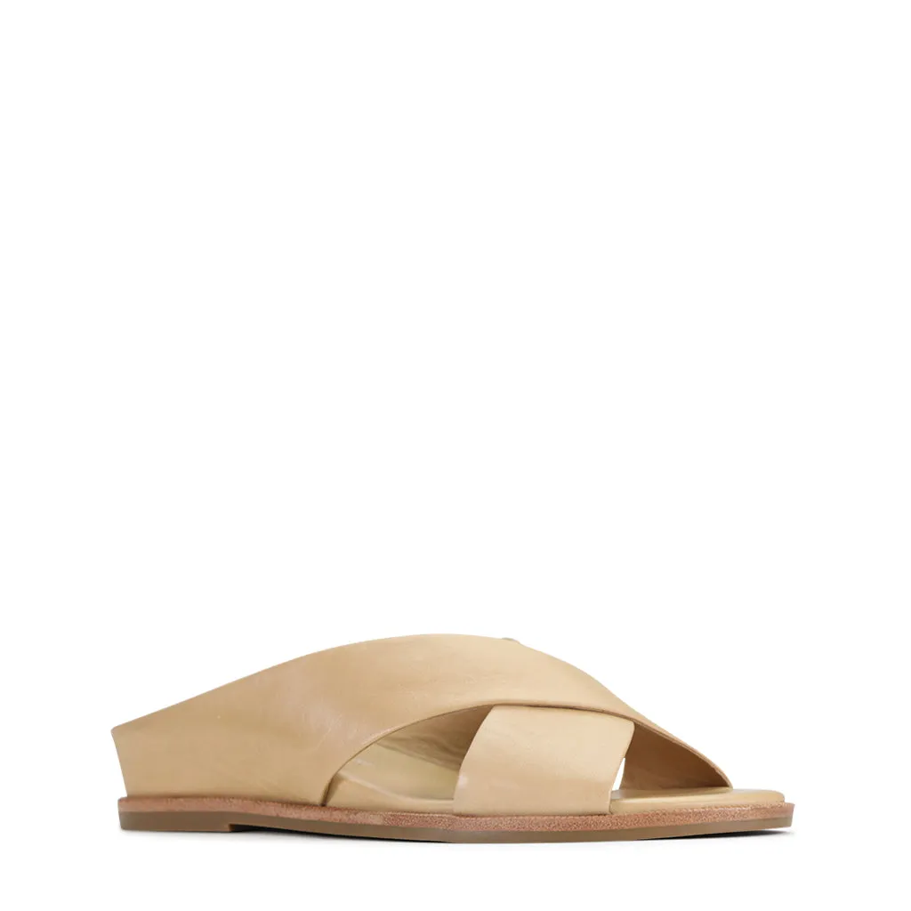 HIGH LEATHER SLIDE SANDALS