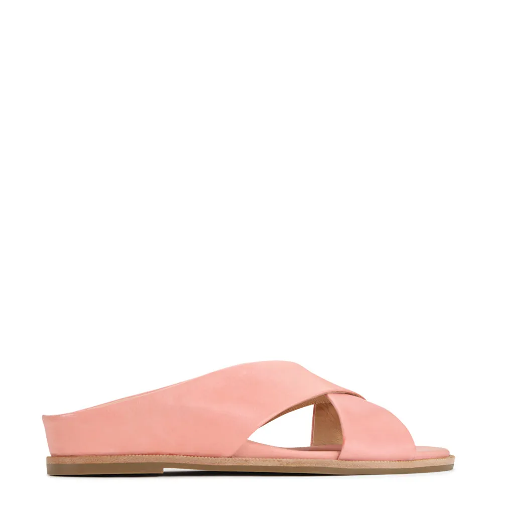 HIGH LEATHER SLIDE SANDALS