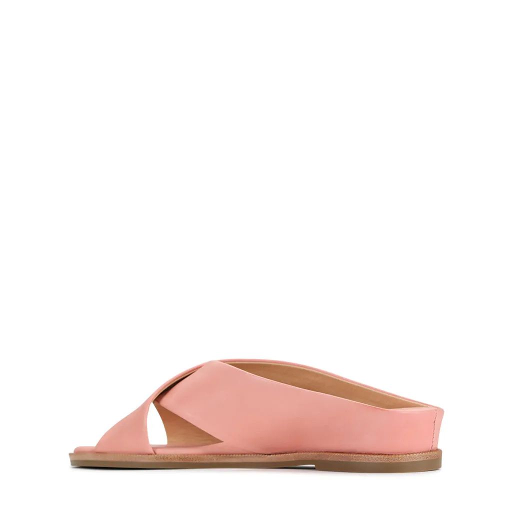 HIGH LEATHER SLIDE SANDALS