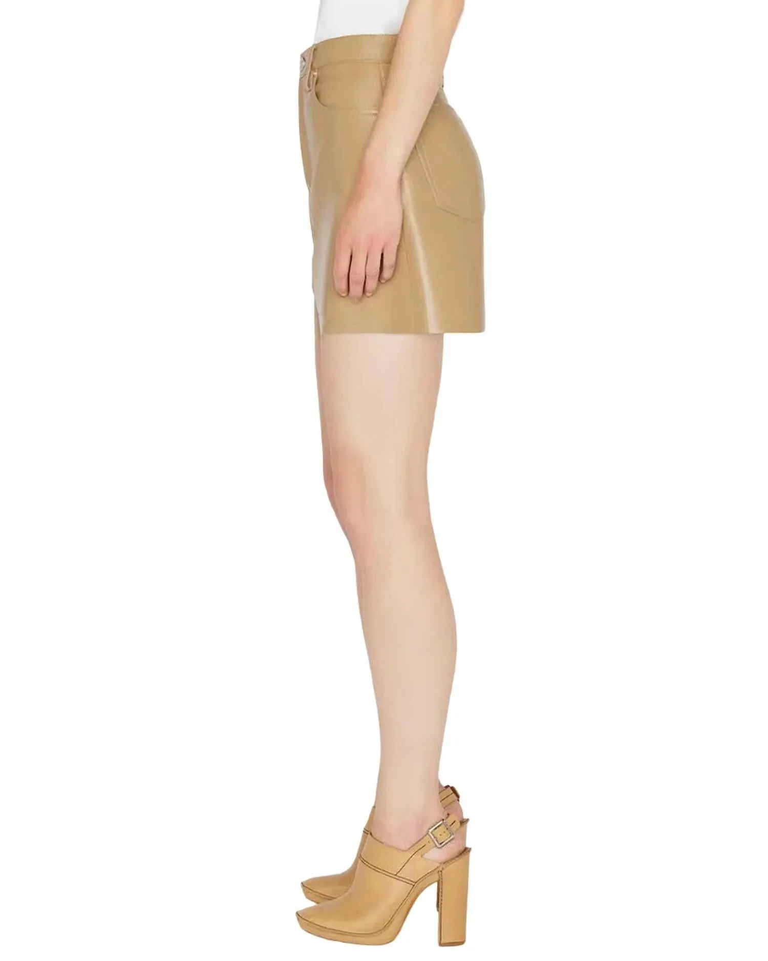 High N Tight Leather Skirt In Light Camel