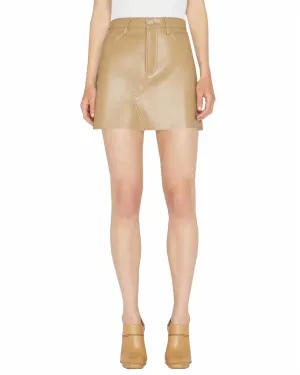 High N Tight Leather Skirt In Light Camel