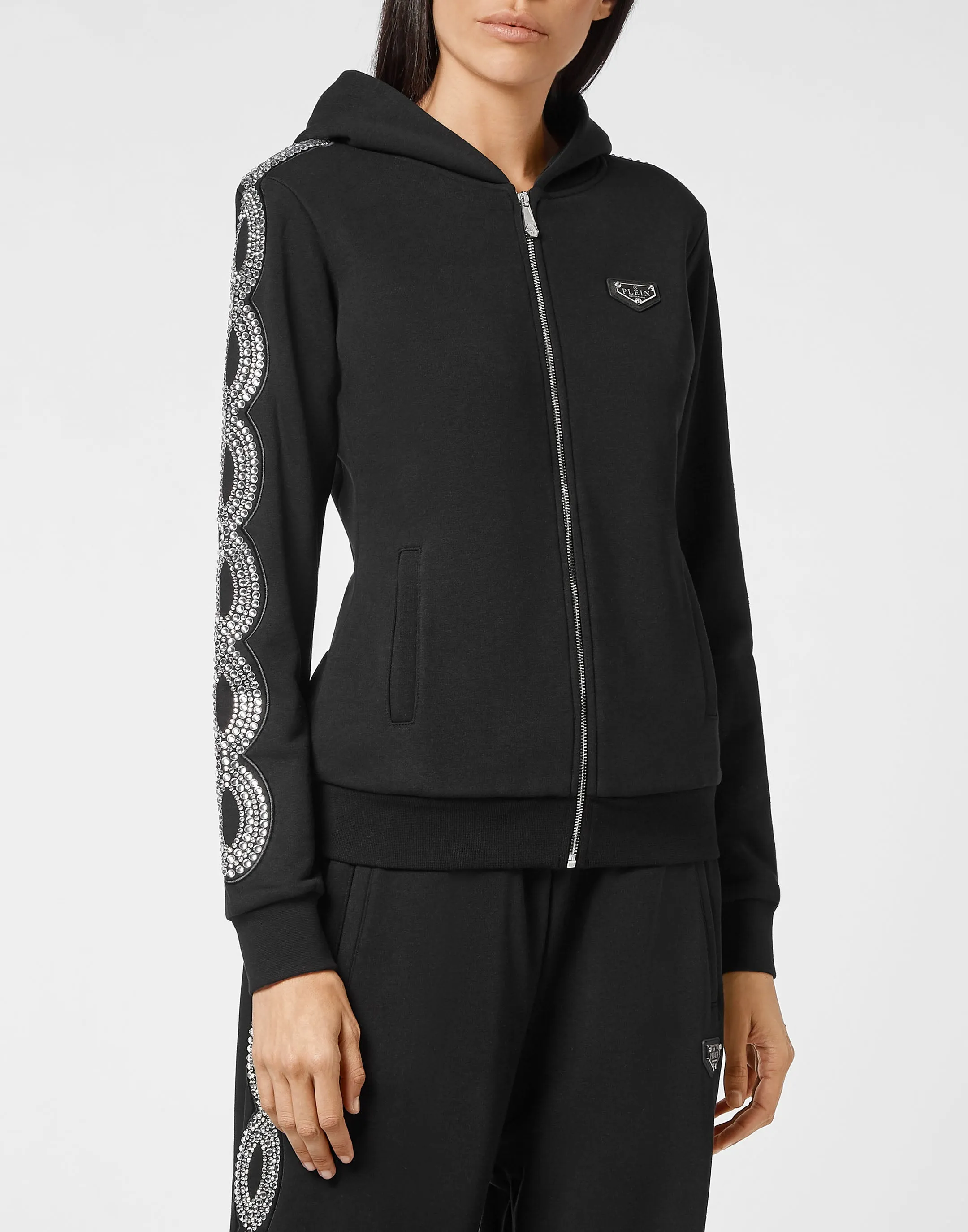 Hoodie sweatshirt Full Zip Crystal Cable
