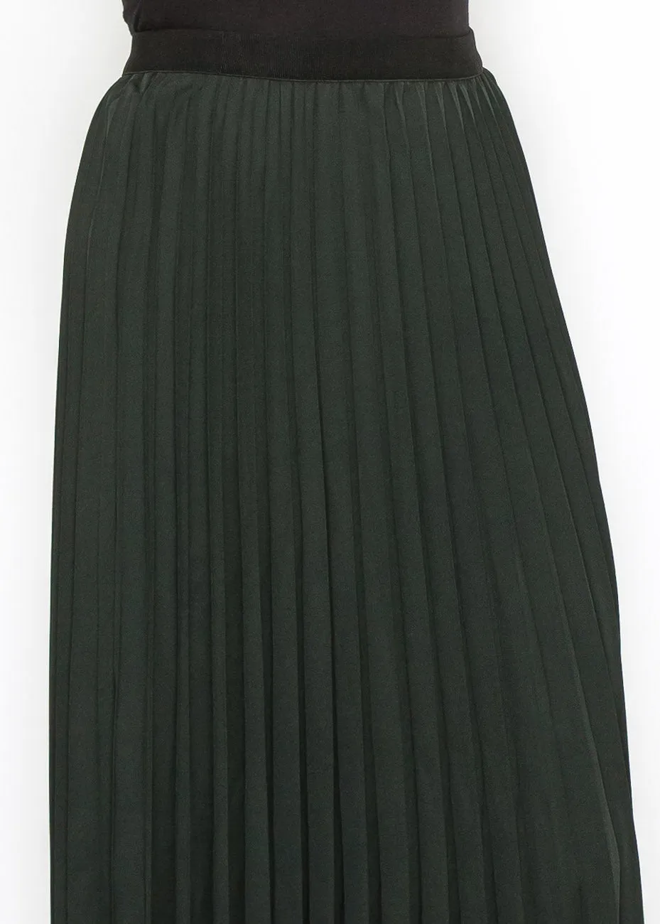 Hunter Green Midi Pleat Skirt