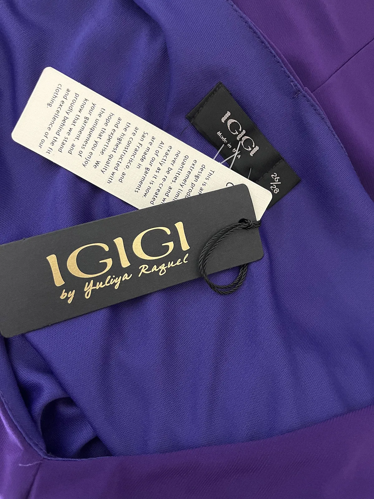 Igigi Size 26/28 Purple Twist Dress NWT