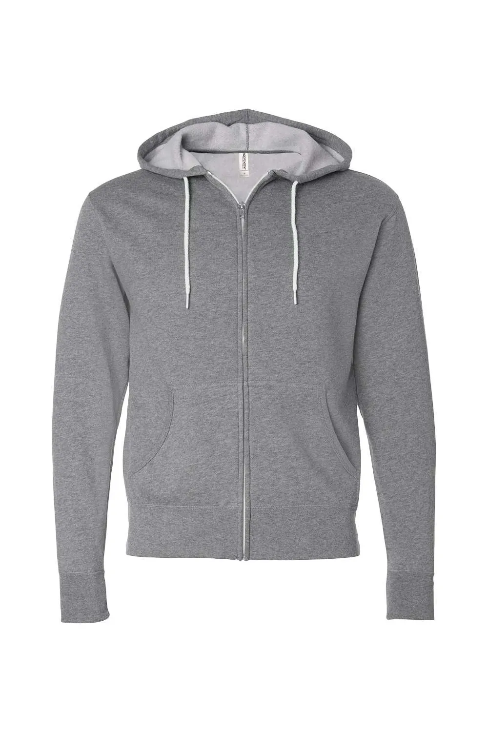 Independent Trading Company Mens Full Zip Hooded Sweatshirt Hoodie w/ Pockets - Heather Gunmetal Grey