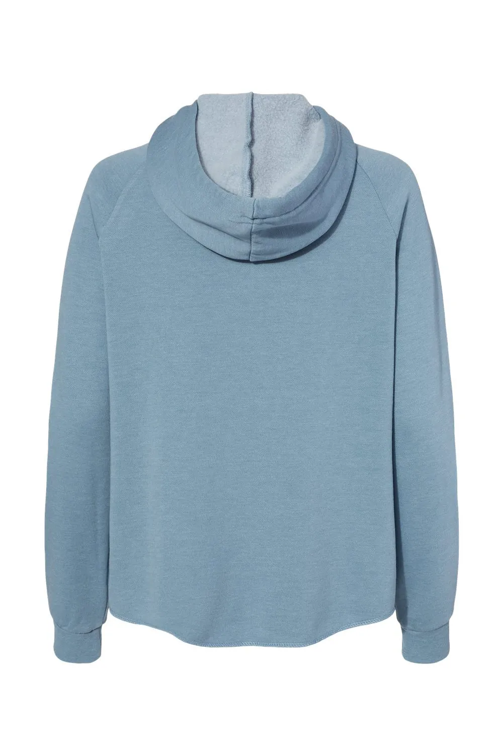 Independent Trading Company Womens California Wave Wash Full Zip Hooded Sweatshirt Hoodie w/ Pockets - Misty Blue