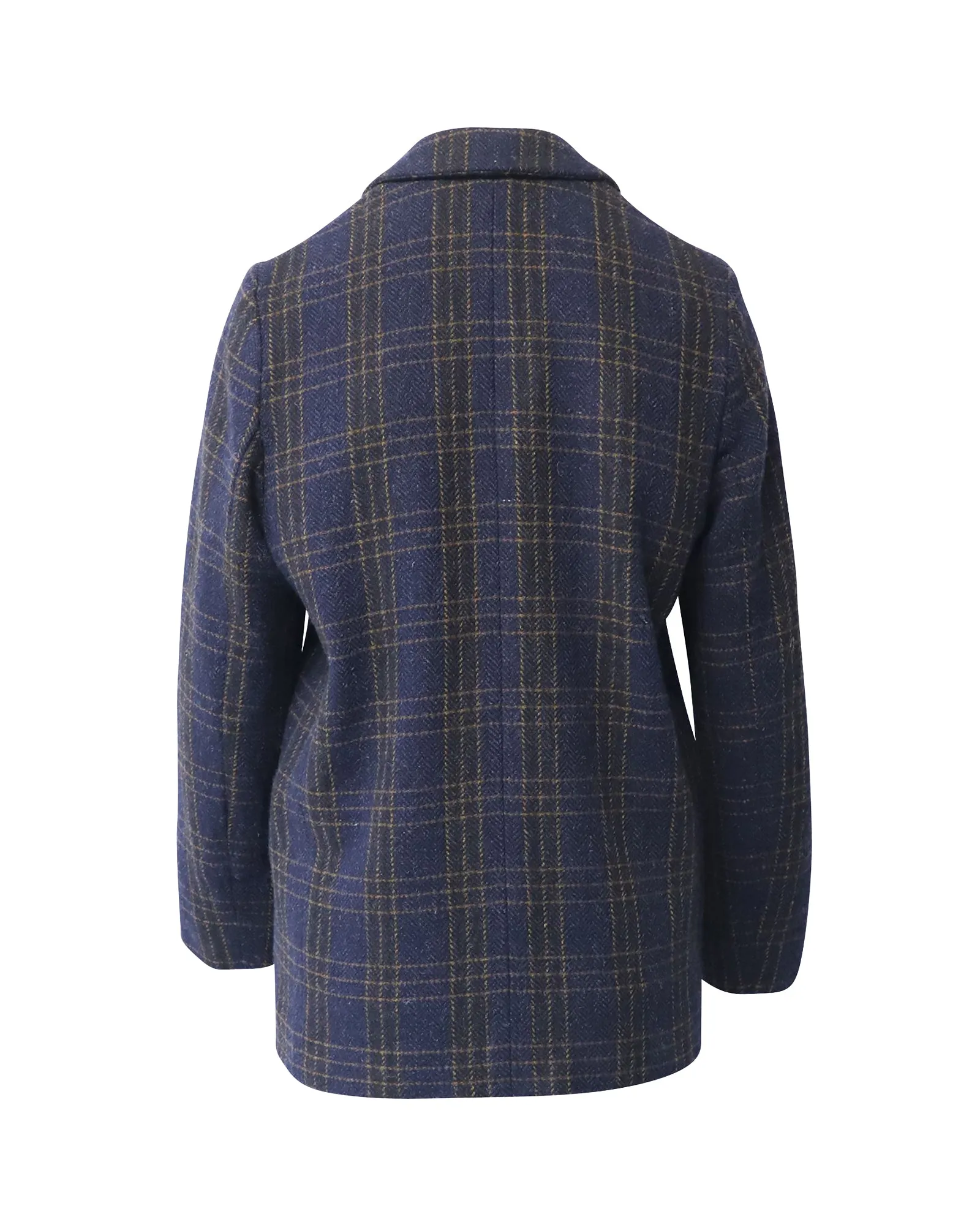 Isabel Marant Oversized Plaid Blazer in Navy Blue Wool
