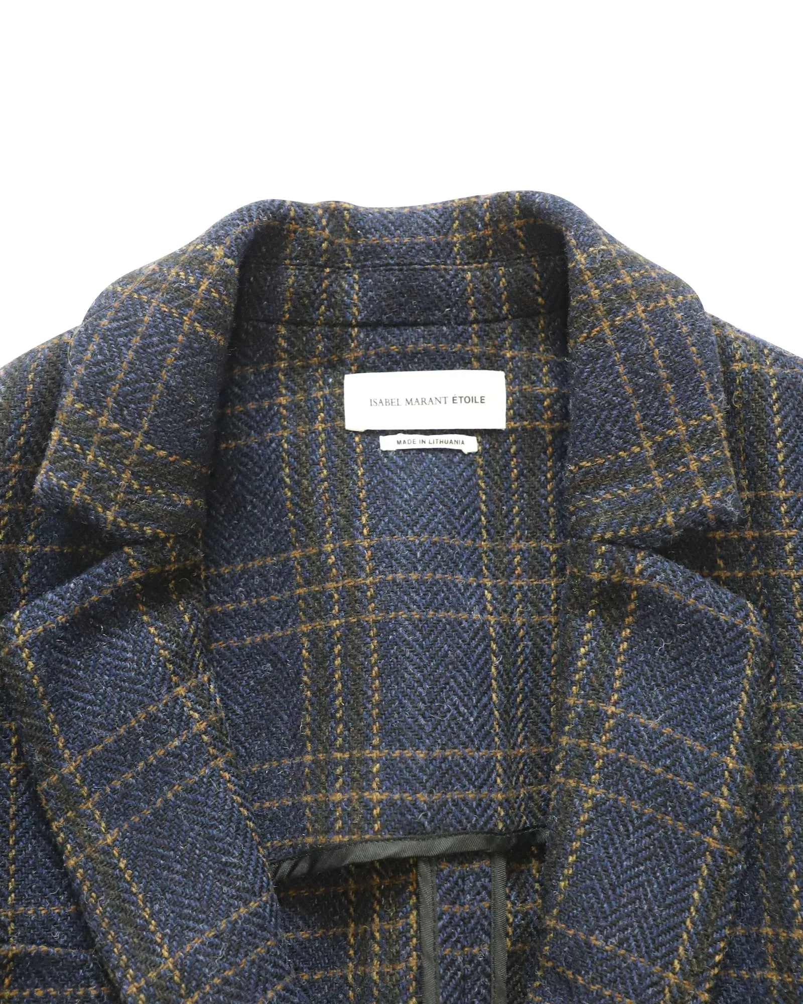 Isabel Marant Oversized Plaid Blazer in Navy Blue Wool